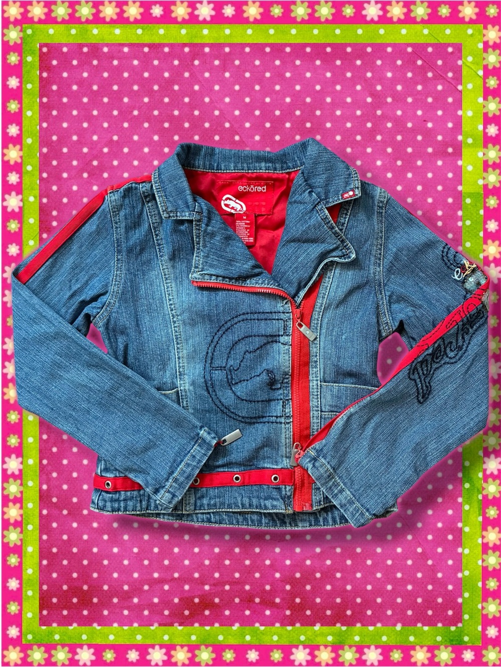 Ecko Unlimited Denim Jacket with Red Trim